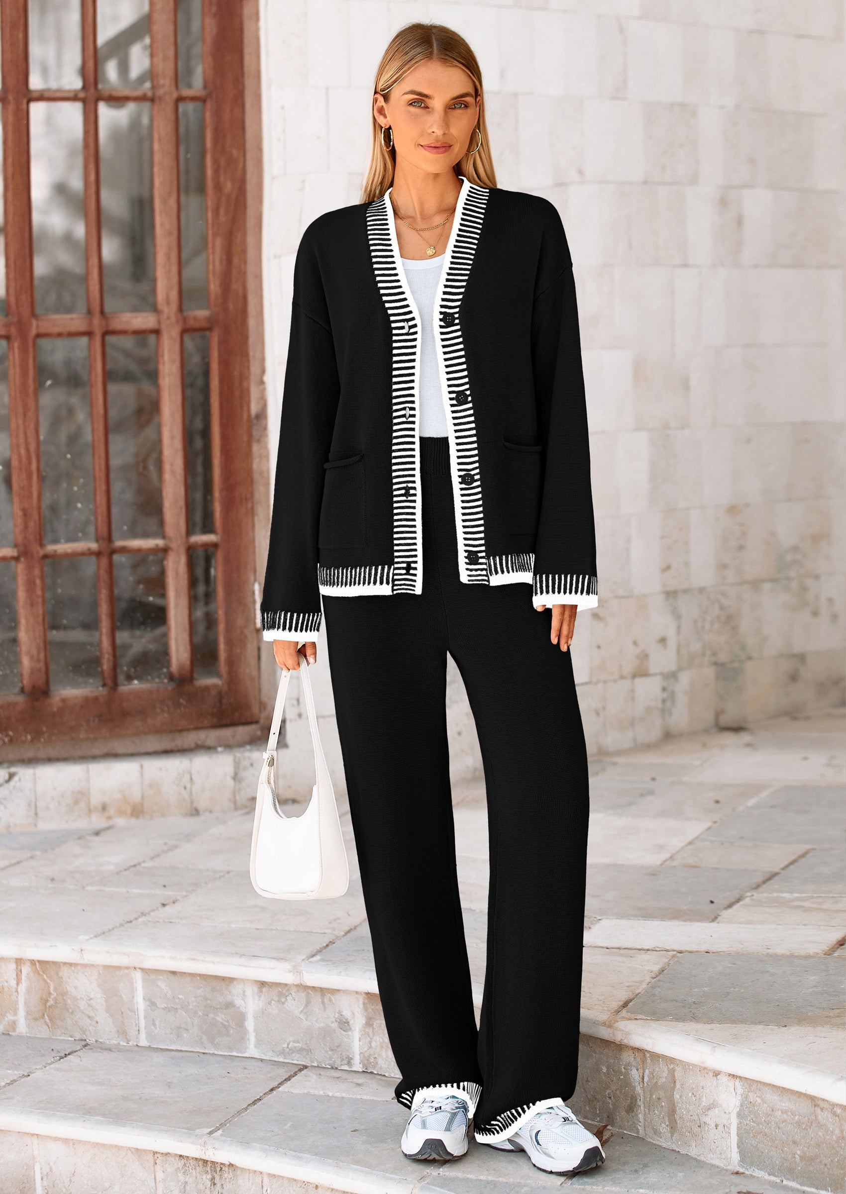 Osonn Lounge Sets for Women Fall Loungewear 2 Piece Outfits Cardigan Sweaters Track Suit Matching Winter Clothing