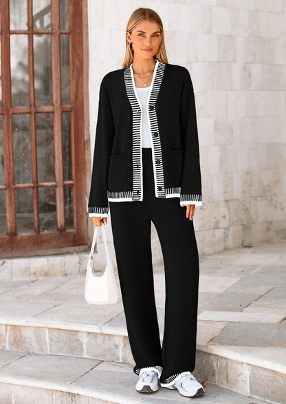 Osonn Lounge Sets for Women Fall Loungewear 2 Piece Outfits Cardigan Sweaters Track Suit Matching Winter Clothing