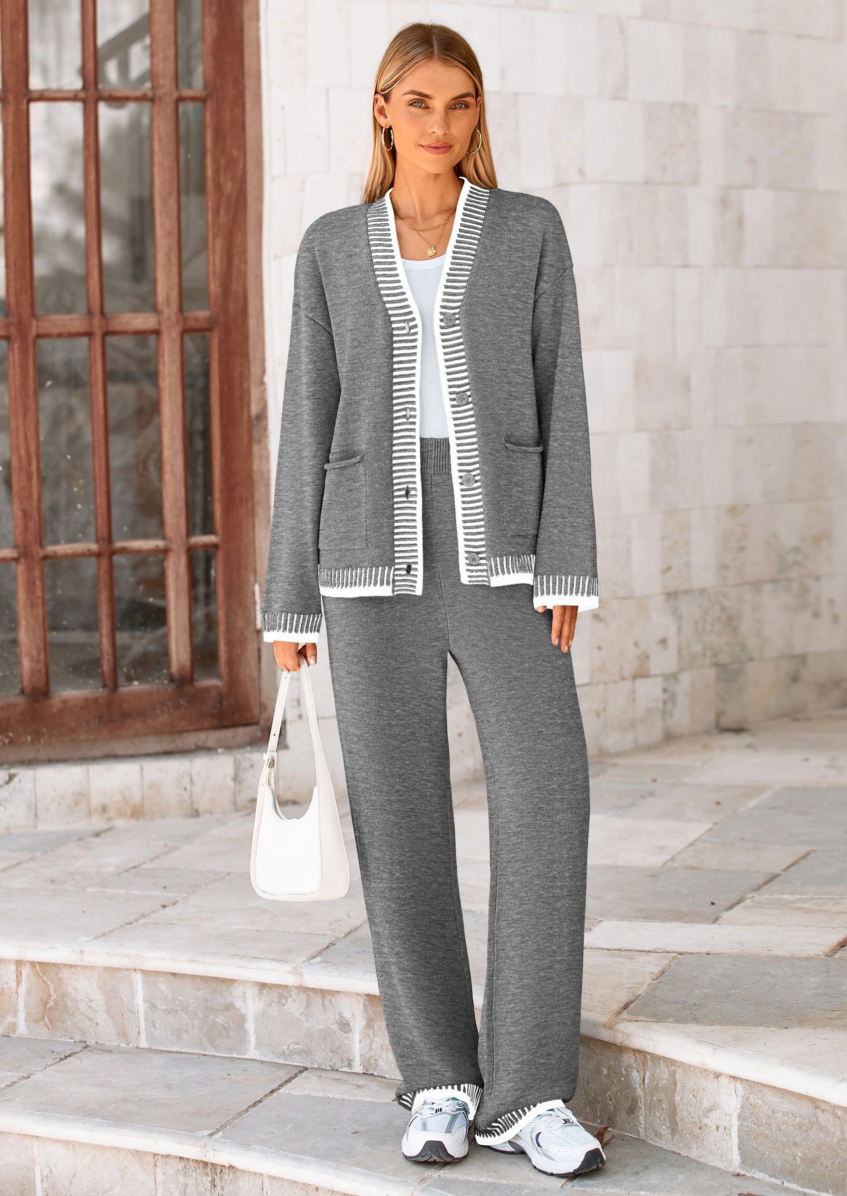Osonn Lounge Sets for Women Fall Loungewear 2 Piece Outfits Cardigan Sweaters Track Suit Matching Winter Clothing