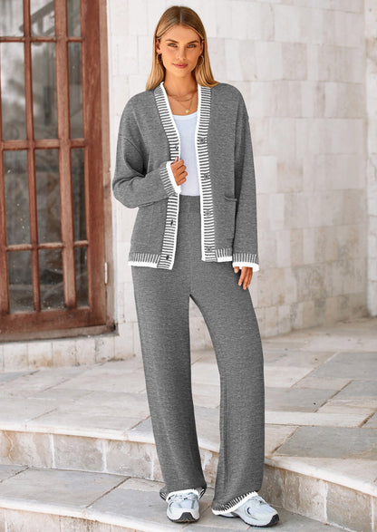 Osonn Lounge Sets for Women Fall Loungewear 2 Piece Outfits Cardigan Sweaters Track Suit Matching Winter Clothing