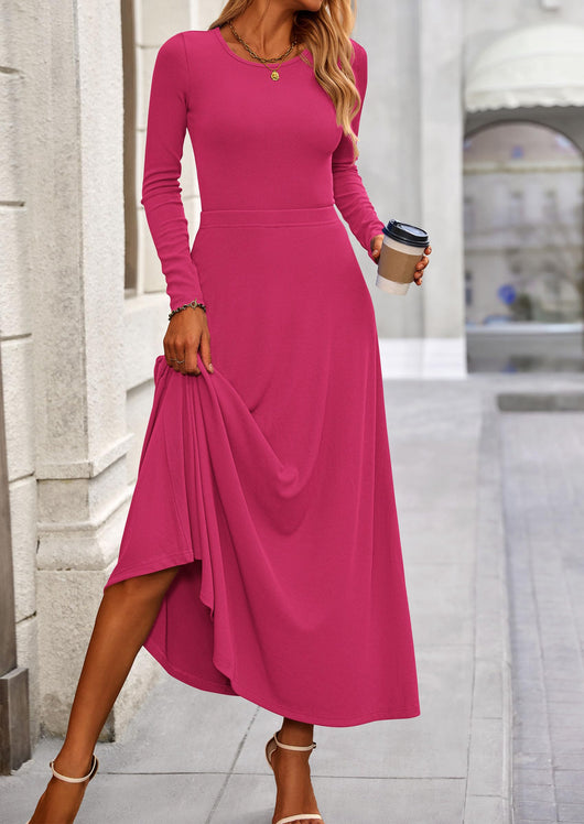 Osonn 2 Piece Casual Ribbed Knit Long Sleeve Crop Tops Maxi Flowy Skirts Matching Sets