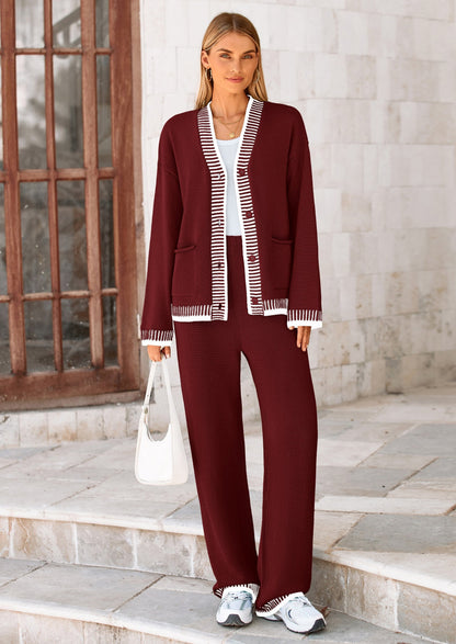 Osonn Lounge Sets for Women Fall Loungewear 2 Piece Outfits Cardigan Sweaters Track Suit Matching Winter Clothing