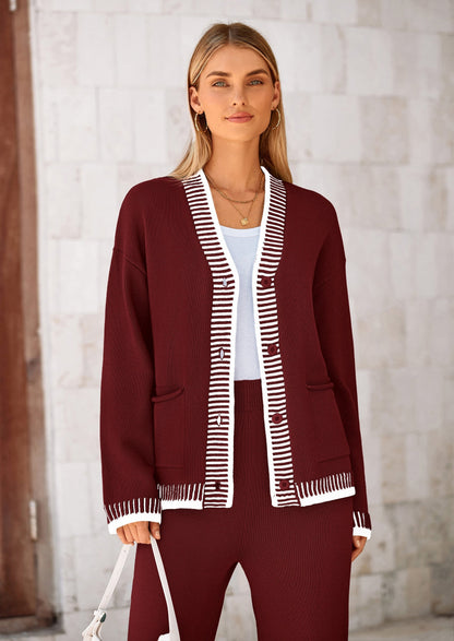 Osonn Lounge Sets for Women Fall Loungewear 2 Piece Outfits Cardigan Sweaters Track Suit Matching Winter Clothing