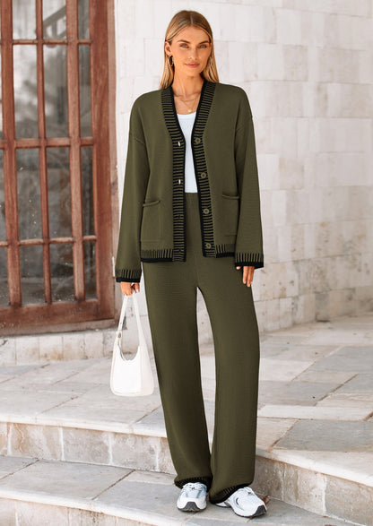 Osonn Lounge Sets for Women Fall Loungewear 2 Piece Outfits Cardigan Sweaters Track Suit Matching Winter Clothing