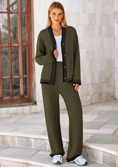 Osonn Lounge Sets for Women Fall Loungewear 2 Piece Outfits Cardigan Sweaters Track Suit Matching Winter Clothing