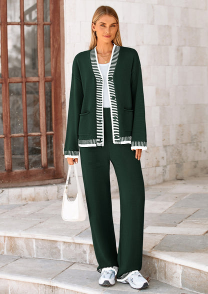 Osonn Lounge Sets for Women Fall Loungewear 2 Piece Outfits Cardigan Sweaters Track Suit Matching Winter Clothing