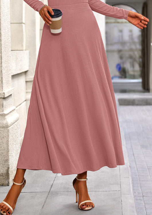 Osonn 2 Piece Casual Ribbed Knit Long Sleeve Crop Tops Maxi Flowy Skirts Matching Sets
