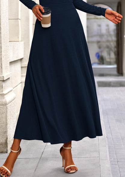 Osonn 2 Piece Casual Ribbed Knit Long Sleeve Crop Tops Maxi Flowy Skirts Matching Sets