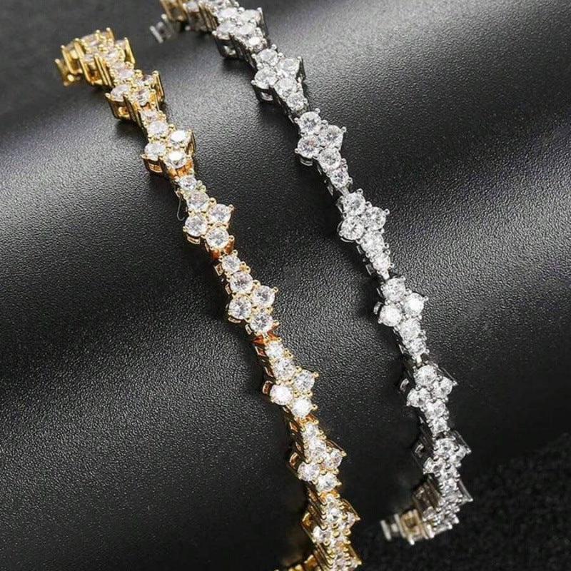 Classic Cluster White Gold Tennis Bracelet — image 3