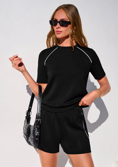Osonn Sweatsuits Women 2 Piece Outfit Summer Lounge Shorts Sets Matching Spring Travel Beach Vacation Clothes