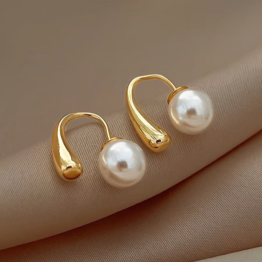 Minimalist Arc Pearl Earrings — image 1