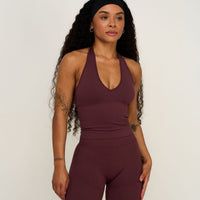 Elevate™ Sculpting Seamless Halterneck Top | Dark Mauve