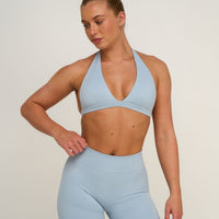 Elevate™ Sculpting Seamless V-Neck Halter Bra | Blue Haze