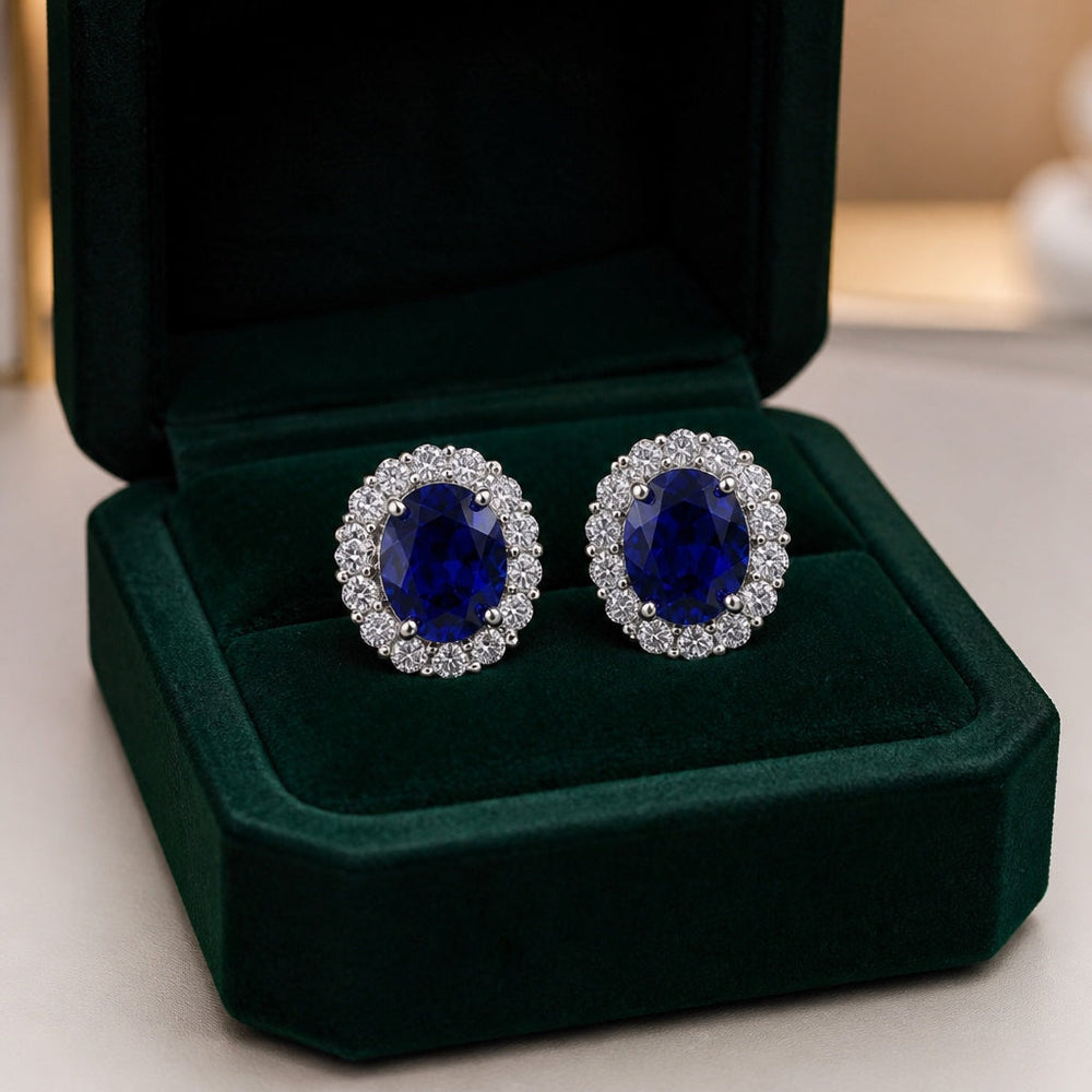 Oval Sapphire White Gold Earrings — image 1