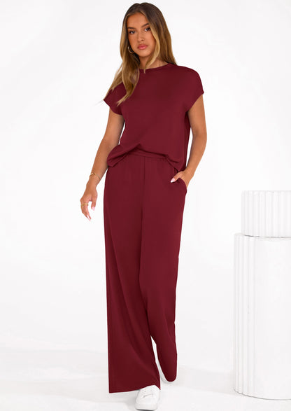 Osonn Womens 2 Piece Outfits Casual Cap Sleeve Lounge Set Summer Tracksuits Matching Sets Beach Fashion Travel Clothes