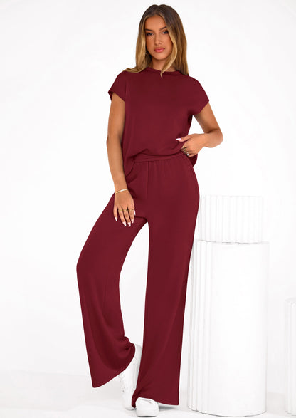 Osonn Womens 2 Piece Outfits Casual Cap Sleeve Lounge Set Summer Tracksuits Matching Sets Beach Fashion Travel Clothes
