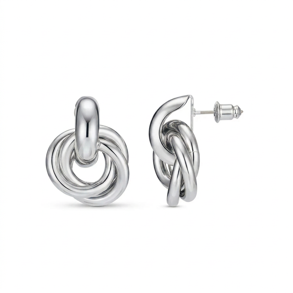 Statement Interlocking White Gold Earrings — image 1