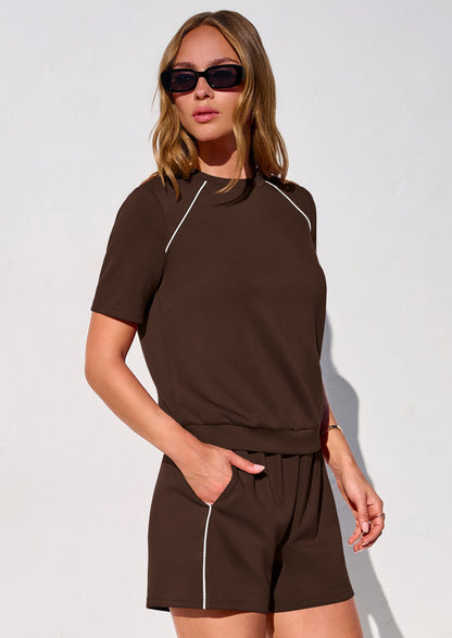 Osonn Sweatsuits Women 2 Piece Outfit Summer Lounge Shorts Sets Matching Spring Travel Beach Vacation Clothes