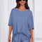 Osonn 2 Piece Sets for Women Summer Lounge Short Set Spring Matching Biker Shorts V Neck Oversized Shirt Clothing