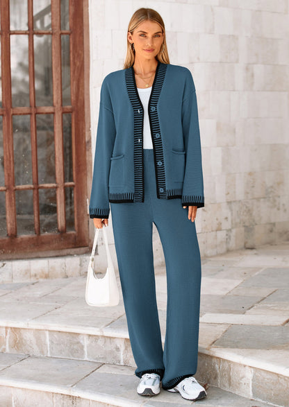 Osonn Lounge Sets for Women Fall Loungewear 2 Piece Outfits Cardigan Sweaters Track Suit Matching Winter Clothing