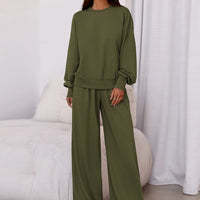 Osonn Womens 2 Piece Sets Long Sleeve Sweatshirt Wide Leg Pants Loose Matching Lounge Set Trendy Fall Outfits