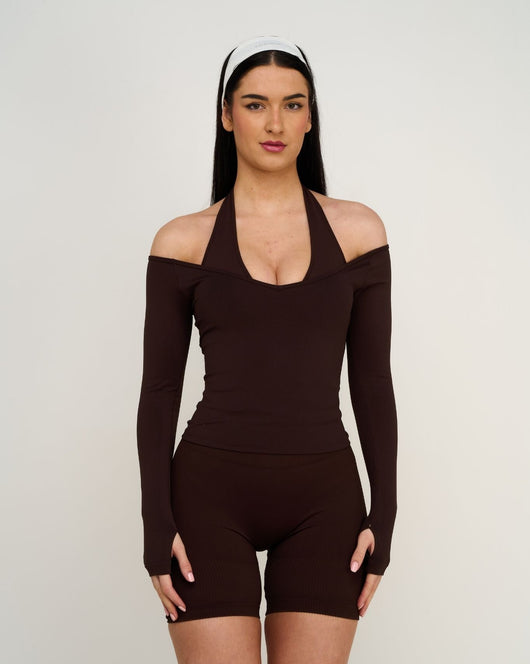 Elevate™ Sculpting Seamless V-Neck Top | Coffee
