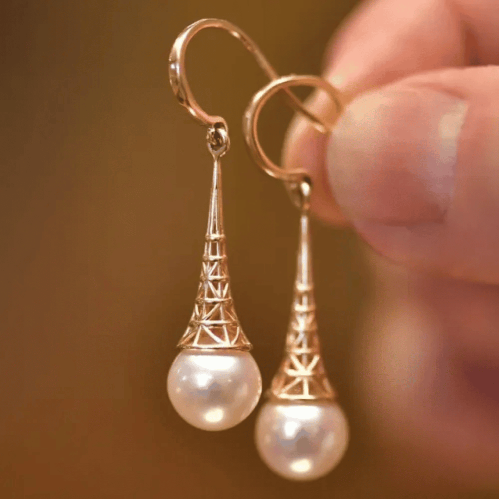 Gold Vintage Pearl Earrings — image 1