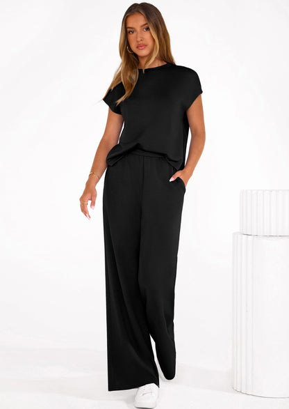 Osonn Womens 2 Piece Outfits Casual Cap Sleeve Lounge Set Summer Tracksuits Matching Sets Beach Fashion Travel Clothes