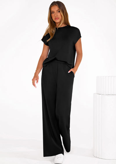 Osonn Womens 2 Piece Outfits Casual Cap Sleeve Lounge Set Summer Tracksuits Matching Sets Beach Fashion Travel Clothes