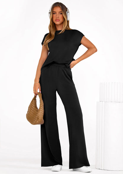 Osonn Womens 2 Piece Outfits Casual Cap Sleeve Lounge Set Summer Tracksuits Matching Sets Beach Fashion Travel Clothes