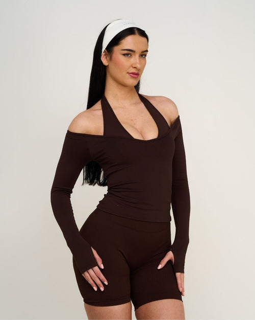 Elevate™ Sculpting Seamless V-Neck Top | Coffee