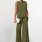 Osonn Women's Two Piece Matching Lounge Sets Asymmetrical Split Tank Tops Wide Leg Pants Summer Outfits Tracksuit