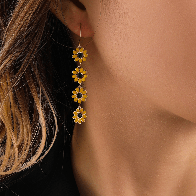 Classic Elongated Sunflower Earrings — image 2