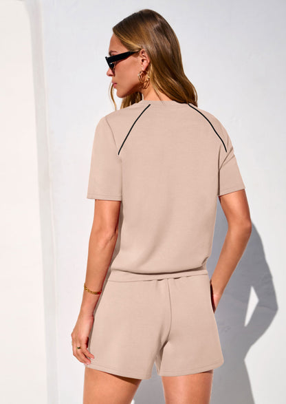 Osonn Sweatsuits Women 2 Piece Outfit Summer Lounge Shorts Sets Matching Spring Travel Beach Vacation Clothes