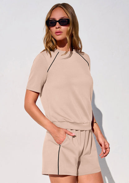 Osonn Sweatsuits Women 2 Piece Outfit Summer Lounge Shorts Sets Matching Spring Travel Beach Vacation Clothes