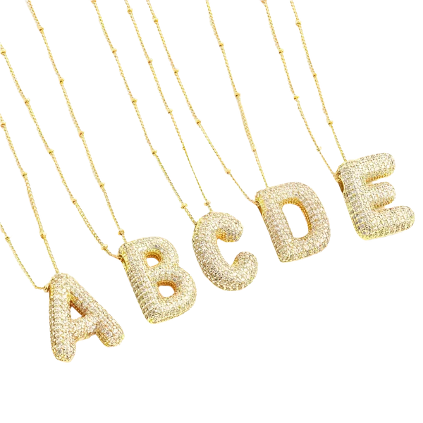 Bubble Letter Gold Initial Necklace — image 1