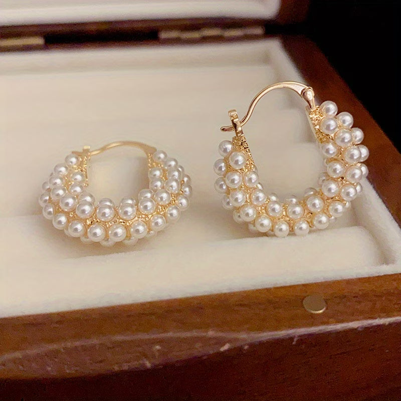 Layered Pearl Hoop Earrings — image 2