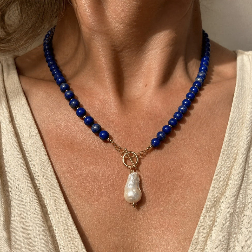 Celestial Lapis Pearl Necklace — image 1