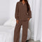 Osonn Womens Casual Two Piece Sets Fall Outfits Quarter Zip Sweatshirts Straight Leg Pants Sweatsuits Tracksuit