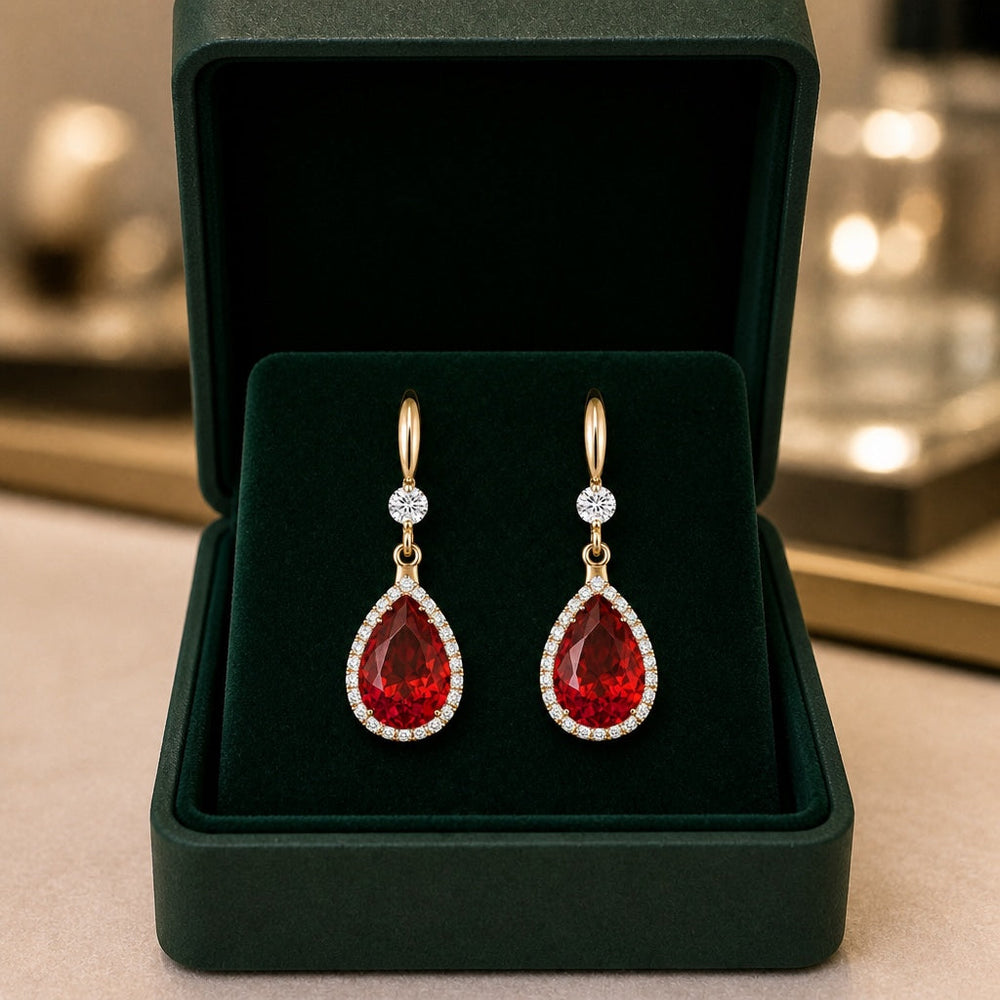 Ruby Teardrop Rose Gold Earrings — image 1