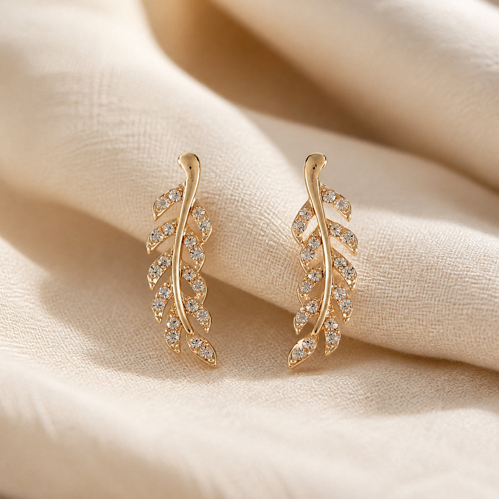 Shimmering Leaf Zirconia Earrings — image 2