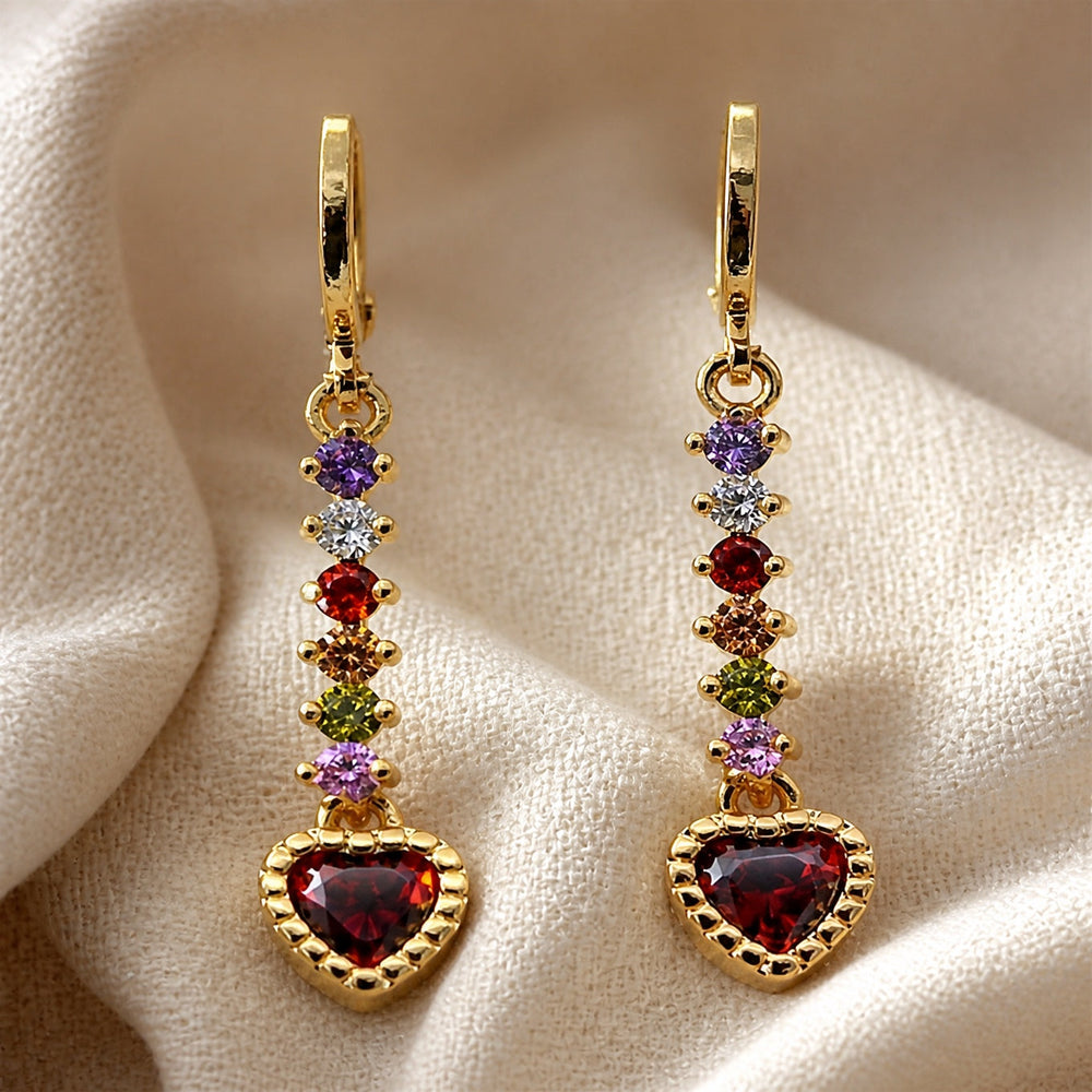 Colorful Heart Dangle Earrings — image 1