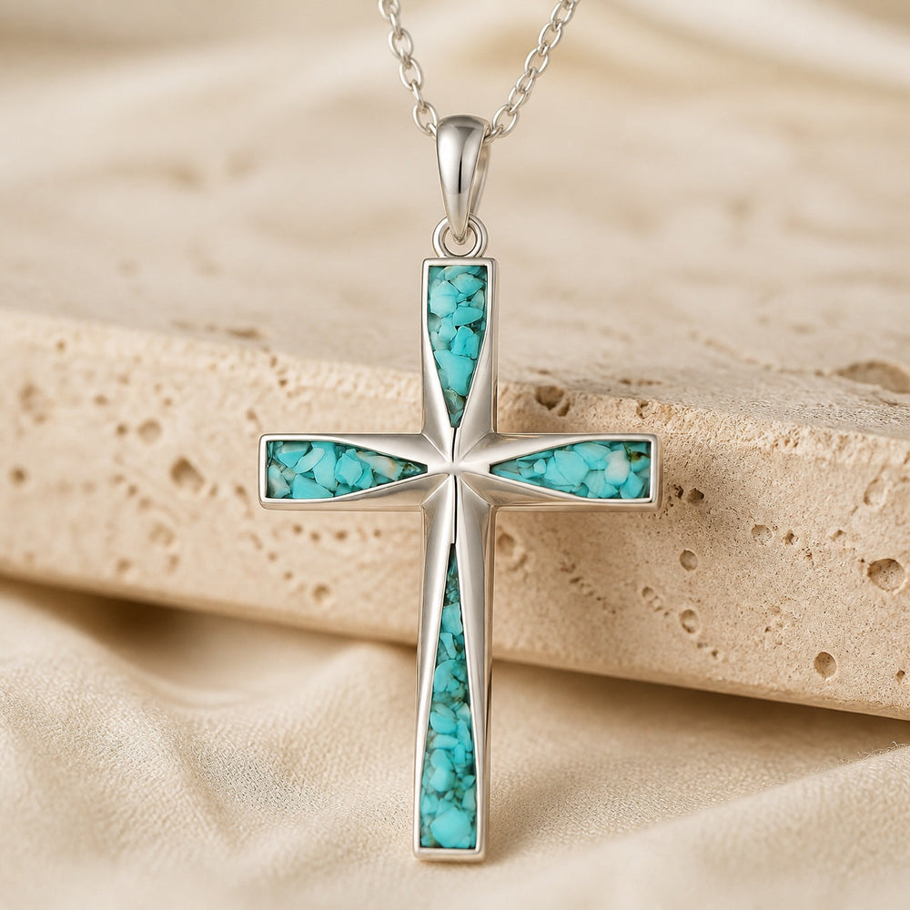 Turquoise Cross Pendant Necklace — image 1