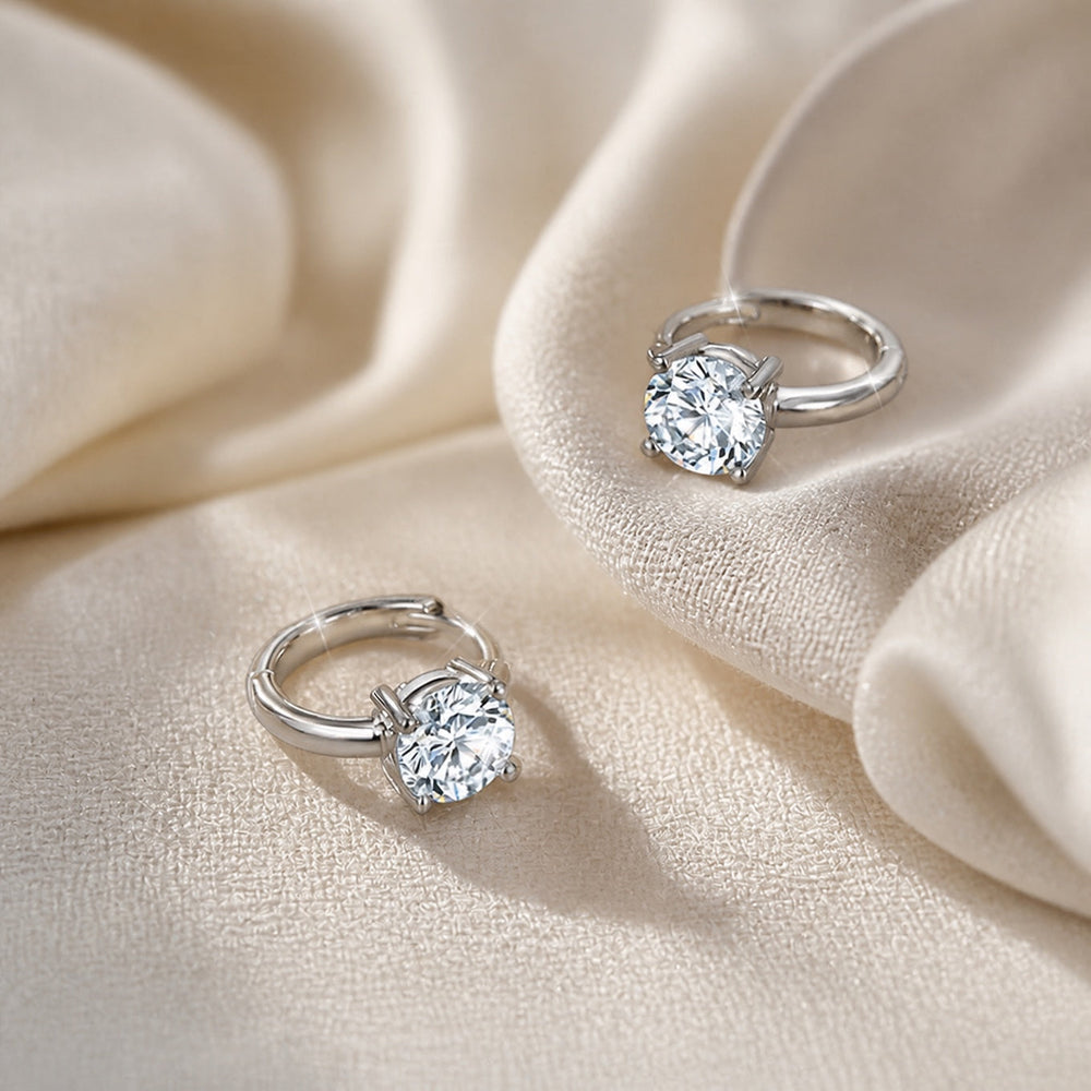 Minimalist Solitaire Hoop Earrings — image 1