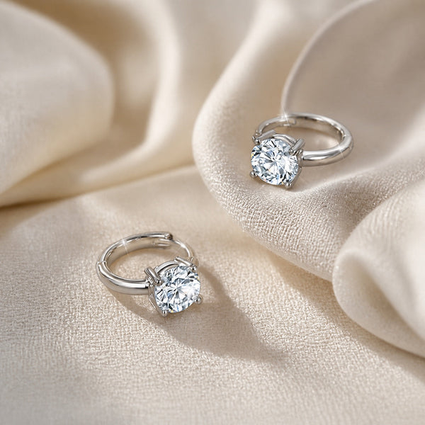 Minimalist Solitaire Hoop Earrings — image 1