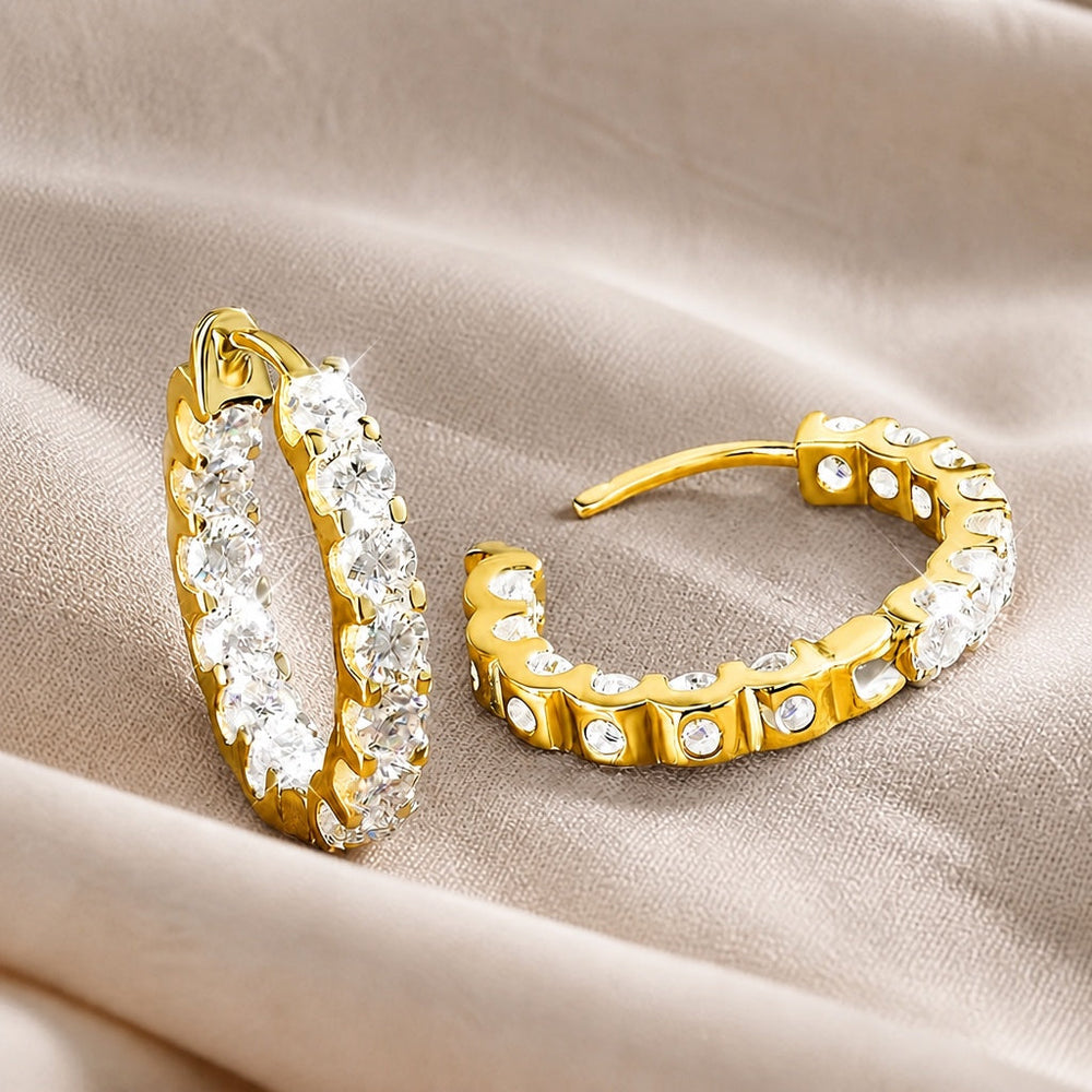 Polished Zirconia Hoop Earrings — image 1