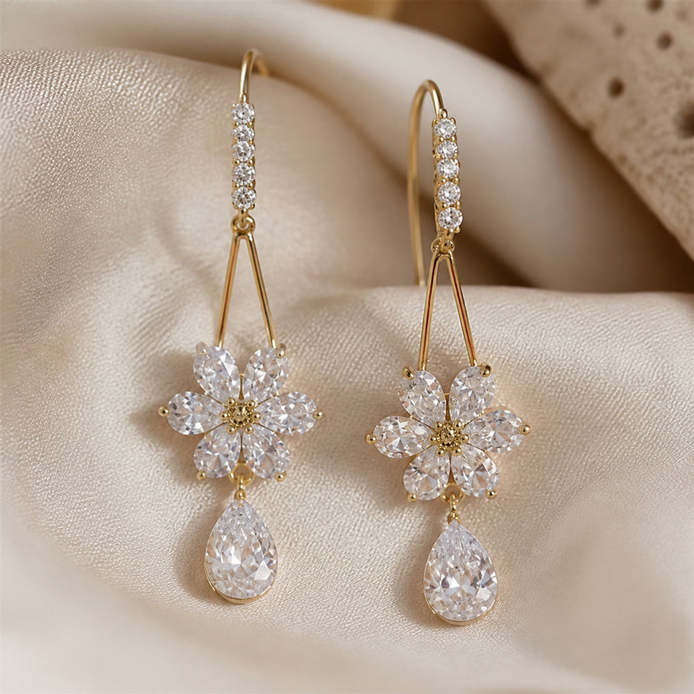 Exquisite Flower Droplet Earrings — image 1