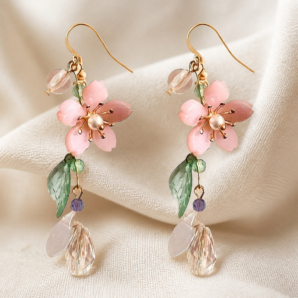 Floral Pink Cherry Blossom Earrings — image 1