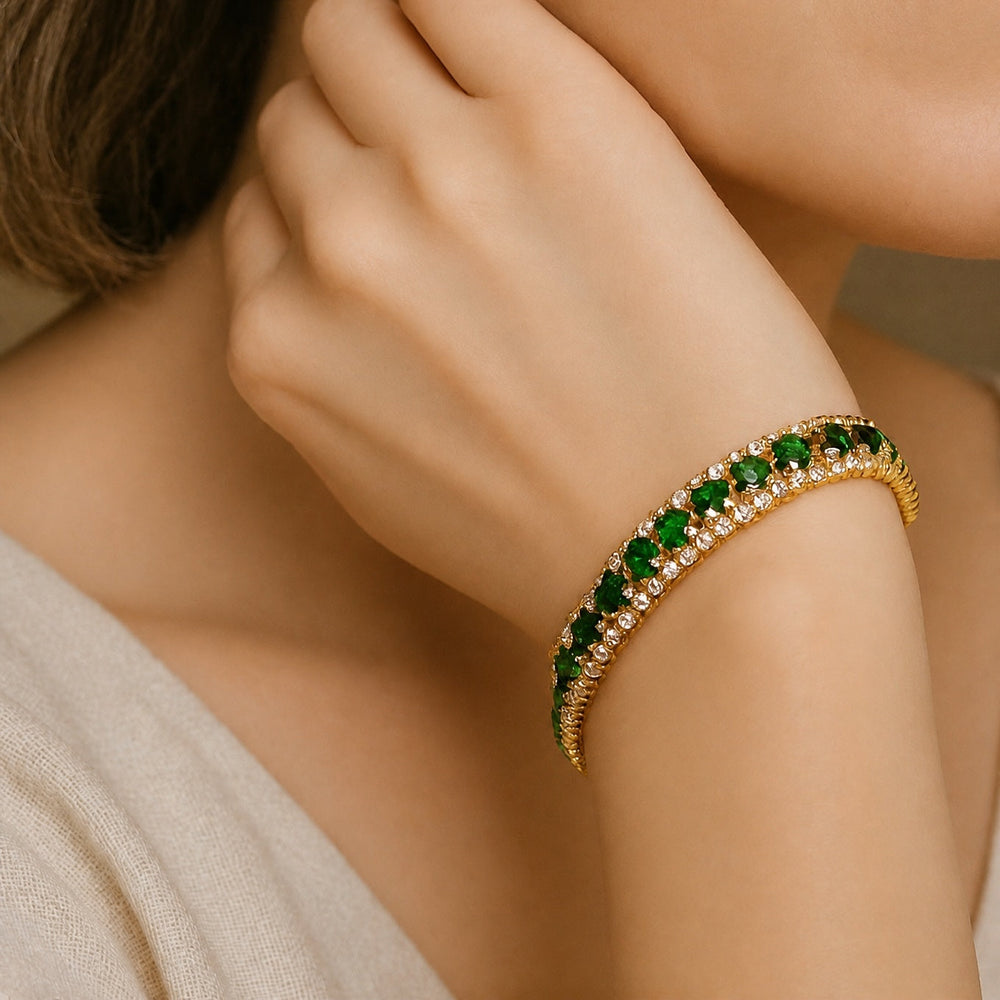 Gold Green Tennis Bracelet — image 2