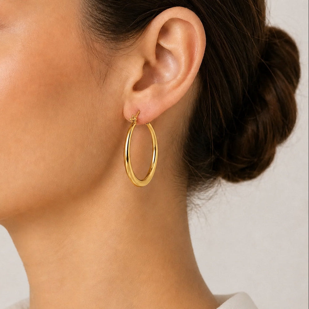 Polished Gold Hoop Earrings — image 2